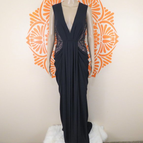 Beautiful BCBG Navy Floor Length Gown 6 - Picture 2 of 3